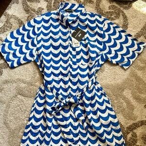 Marimekko x Uniqlo Bold Wave Print Shirt Dress XS